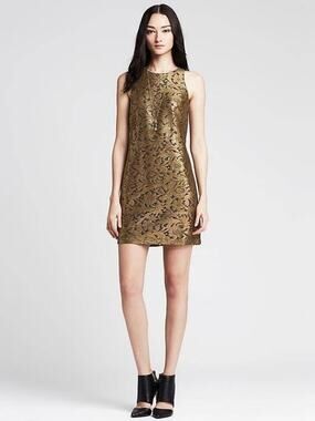 Banana Republic Gold Lace Shift Dress SIZE 12P 12 P